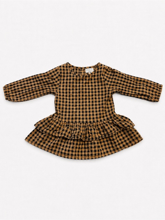 little earthling Other - Gingham Ruffle Baby Dress in Mustard & Black